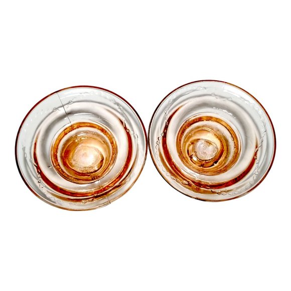 Pink Candlestick Holders Depression Glass, Madrid by Federal Glass, Etched 1932 - Picture 4 of 9